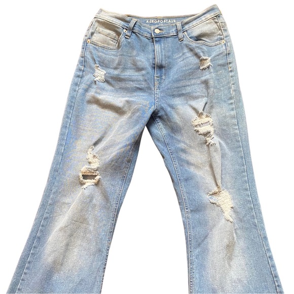 Distressed Light Blue Flared Women Jeans - Picture 2 of 10